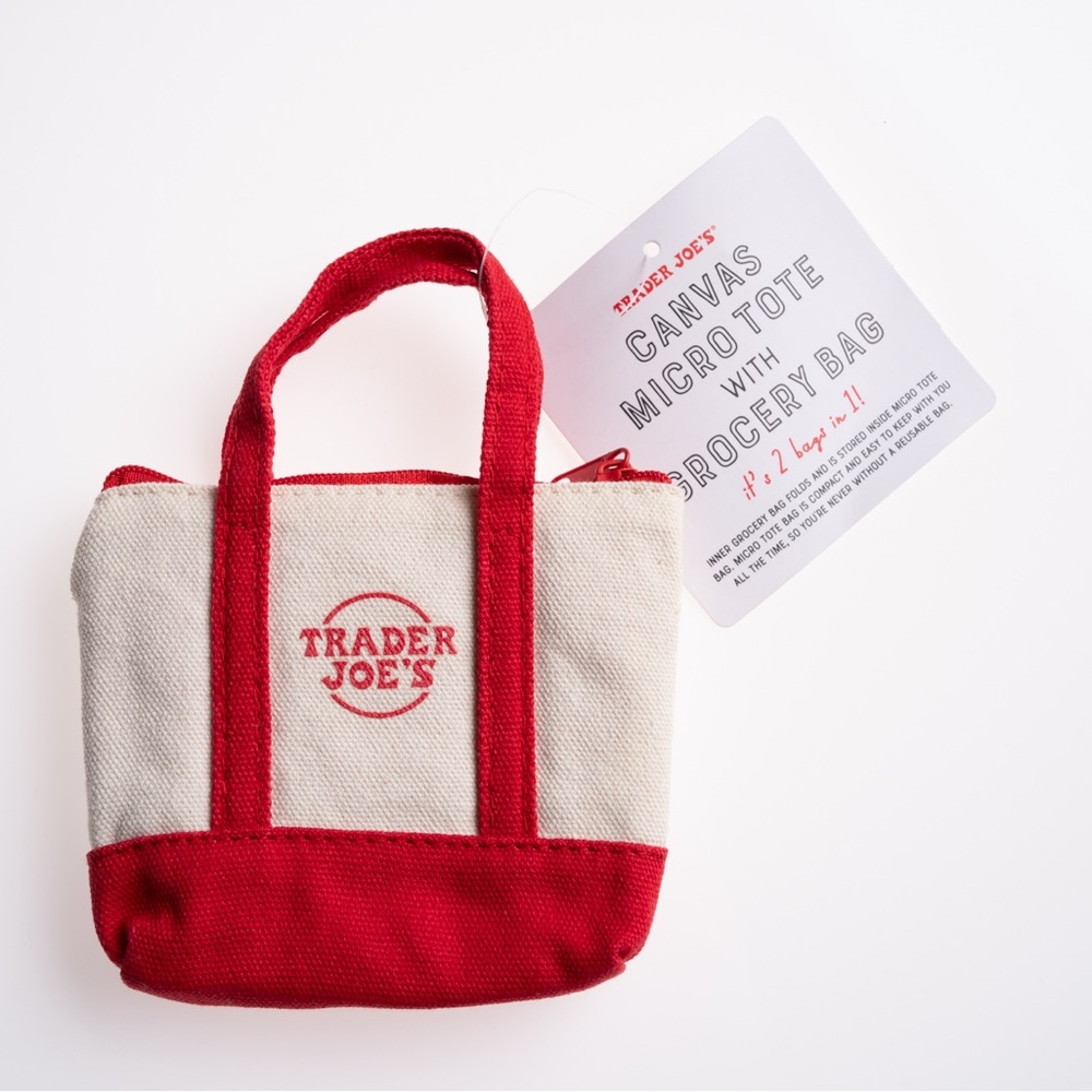 Trader Joe's Canvas Micro Tote with Grocery Bag - Red